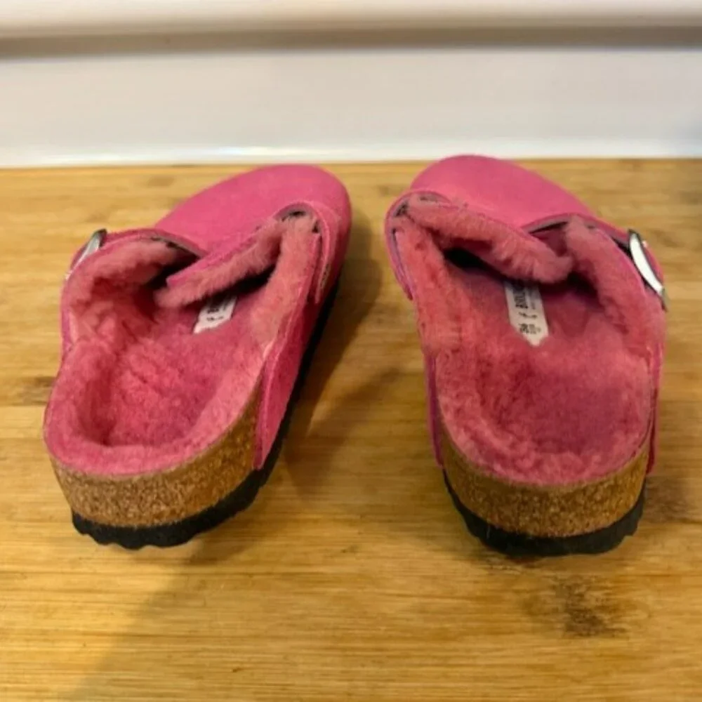 NWOT - Birkenstock Boston Genuine Shearling Lined Clog -  HOT PINK - Picture 10 of 16